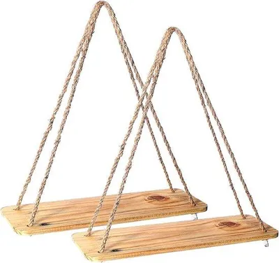 Productafbeelding van Famanu Wandplank Boho - Natuurlijk hout met macramé
