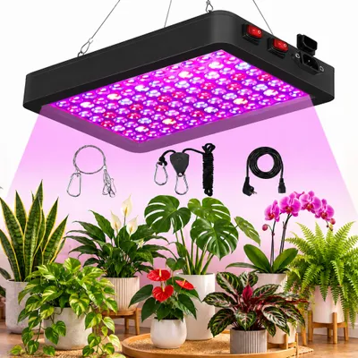 Immagine prodotto di Lampada LED a spettro completo da 88W, 2500 lumen, per piante da interno. Chip doppi, adatta per la fase di crescita (VEG) e fioritura (Bloom), con interruttore a due posizioni. Lampada UV per la coltivazione di piante, verdure e fiori