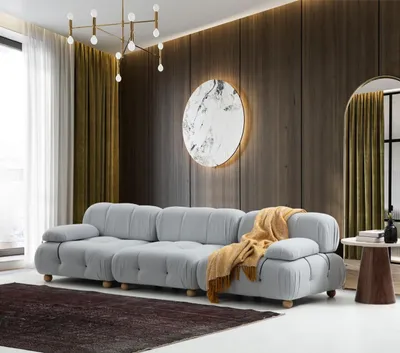Obrázek produktu pro Pohovka 3 místná třímístná moderní látkové šedé pohovky design obývací pokoj