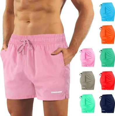 Produktbild von Sesto Senso Herren Badehose – Bequeme Badeshorts mit Innenfutter – Ideal für Strand und Schwimmbad – Rosa – Größe XXL