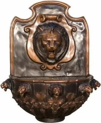 Produktbild von Casa Padrino Luxus Barock Wandbrunnen Löwe 79 x 46 x H. 91 cm - Prunkvoller Bronze Brunnen - Barock Garten & Terrassen Accessoires