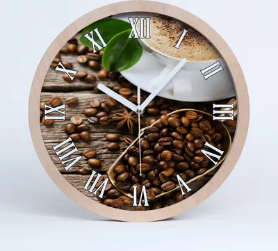 Produktbild von Holzuhr 20fi cm wanduhr - weiße Spitzen - großer Kaffee
