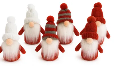 Produktbild von 6er Set Weihnachtswichtel Figuren 13cm – Deko Wichtel mit Strickmütze & Bart – Skandinavische Tomte Nisse Dekofiguren für Weihnachten, Winterdeko, Tischdeko & Geschenkidee
