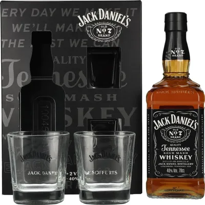 Produktbild von Jack Daniel's Tennessee Whiskey 40% Vol. 0,7l in Geschenkbox mit 2 Rocks Gläsern