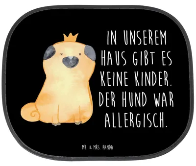 Produktbild von Mr. & Mrs. Panda Auto Sonnenschutz Mops Krone - Schwarz - Geschenk, Haha, Sonnenblende, Hund, König, für Autoscheiben, Autosonnenschutz, Königlich, Sprüche, Lustig, Fürs