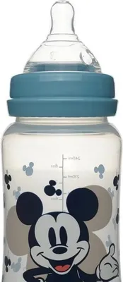 Obrázek produktu pro Kojenecká láhev, THERMOBABY MICKEY, 240 ml, silikonové dudlíky, proti kolikám, bez
