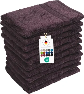 Produktbild von Waschlappen 16x21 cm aus 100% Baumwolle 500g/m2, 10er Set Waschhandschuhe Braun