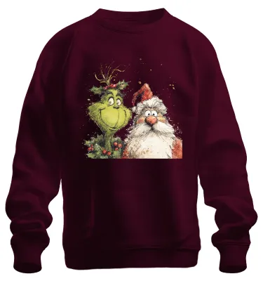Immagine prodotto di Grinch Father Christmas divertente regalo di Natale cartone animato retrò unisex felpa pullover, Borgogna, 3XL