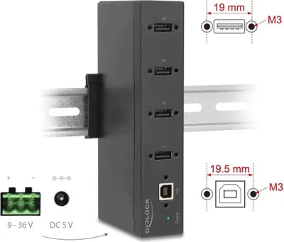 Obrázek produktu pro DeLOCK 60686, USB 2.0 Type-B, USB 2.0 Type-A, 480 Mbit/s, Černá, Kov, 1,8 m