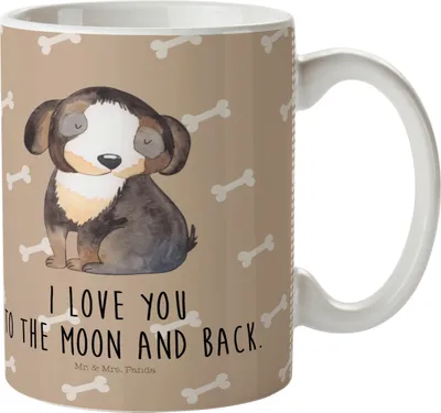 Produktbild von Mr. & Mrs. Panda Trinklernbecher Hund Entspannen - Hundeglück - Geschenk, Liebe, Schwarzer, Süß, Plastikbecher, Hunderasse, Camping Tasse, Kindergarten Becher, Pott