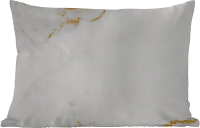 Produktbild von MuchoWow® Outdoor Kissen - Marmor - Gold - Weiß - Luxus - 60x40 cm - Wetterfest - Lounge Kissen - Zierkissen - Kissen für Innenräume