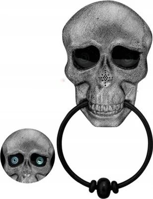 Produktbild von Halloween Dekofigur "Schädel Türklopfer" Animiert