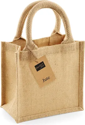 Produktbild von Westford Mill W411 | Jute Petite Gift Bag 20 x 20 x 12 cm - Farbe: Natural - Größe: One Size