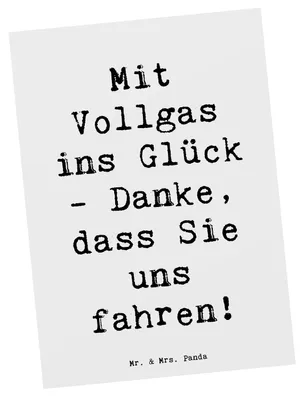 Produktbild von Mr. & Mrs. Panda Postkarte Spruch Chauffeur Glück - Weiß - Geschenk, Grußkarte, Bedanken, bildkarte, Danke sagen, Herz, Ansichtskarte, Geschenke, Aufmerksamkeit