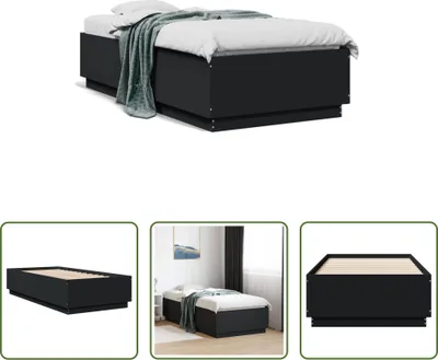 Produktbild von The Living Store Bettgestell Schwarz 75x190 cm Holzwerkstoff