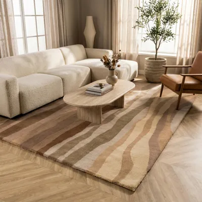 Produktbild von Volero - Wollteppich - Liora Beige - 160x230cm - Wohnzimmer, Schlafzimmer - Modern