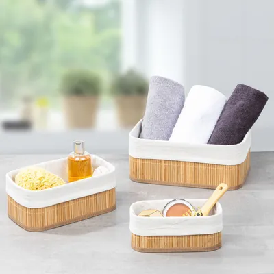 Produktbild von 3er Bambus Badezimmer Organizer