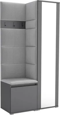Produktbild von Garderoben-Set Noris VI mit Spiegel, gepolsterte Garderobe 95 cm, kompakte Flurmöbel mit Wandpaneelen, Haken und Stauraum (Farbe: Anthrazit + Trinity 32)