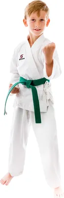 Produktbild von Kinder Karate Anzug weiß - 3 Teile - Karateanzug mit weißem Gürtel und Karatehose Größe: 130cm