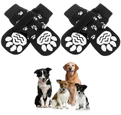 Immagine prodotto di Calzini per cani – Scarpe per cani – Confezione da 4 pezzi – Antiscivolo – Taglia L – 7 x 18,5 cm – Calzini per animali domestici – Calzini per cani con fasce antiscivolo – Morbidi