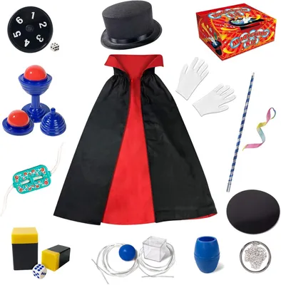 Imagen del producto de Toverdoos - Set de trucos mágicos para niños con varita mágica - Incluye cilindro y disfraz - Accesorios mágicos - Regalo para cumpleaños