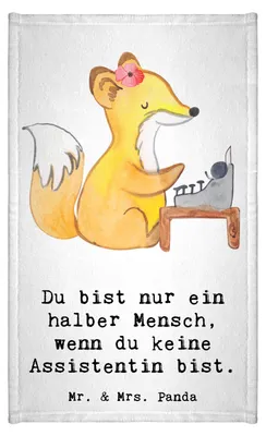 Produktbild von Mr. & Mrs. Panda Handtuch Assistentin Herz - Weiß - Geschenk, Kleines, baumwolle, Frotteetuch, gäste wc, Klein