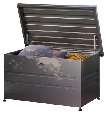 Zdjęcie produktu dla Skrzynia ogrodowa PRIMEYARD 132x64x72 cm metalowa antracyt