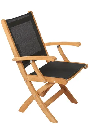 Produktbild von ARC Marine Luxus-Klappstuhl aus Teakholz mit schwarzer Sitzfläche