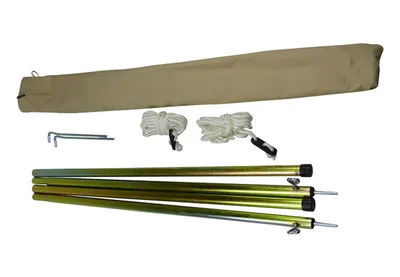 Produktbild von Teleskopstangen Zeltstangenset aus Stahl für Tarps mit Abspannseile und Heringe
