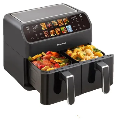 Obrázok produktu pre Fritovací hrn na horúci vzduch, objem 9 litrov, výkon 2000 W, rozsah teplôt 80-200 °C, LED dotykové ovládanie, 10 programov varenia