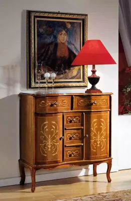 Produktbild von Braune Kommode Klassische Anrichte Wohnzimmer Möbel Holz Neu