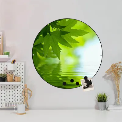Produktbild von Design Stahlmagnettafel Schwarz Rund 47cm Blättertraum