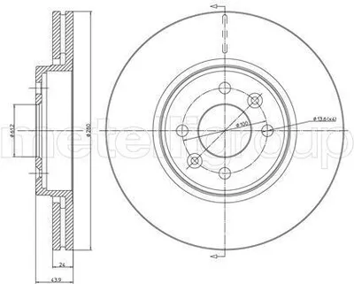 Produktbild von 2x METELLI Bremsscheibe 23-0517C für RENAULT CLIO II (BB0/1/2_ CB0/1/2_) 44 0mm