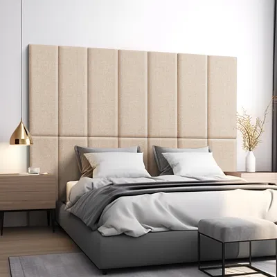 Image de Coussin mural 'Carpino' panneau d'ameublement set de 2 textiles 90 x 30 cm Beige