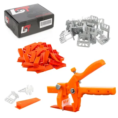 Produktbild von 7001-teiliges Fliesen Nivelliersystem 6000x Zuglaschen 1mm + 1000x Keile + Zange