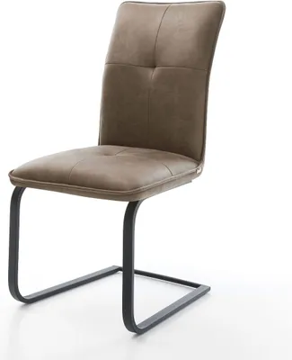 Produktbild von DELIFE Freischwinger Maddy-Flex Mikrofaser Taupe Vintage Freischwinger flach Schwarz