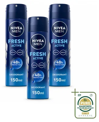 Productafbeelding van 3 x NIVEA MEN Fresh Active Deodorantspray - 150 ml - Voordeelverpakking - 3 stuks
