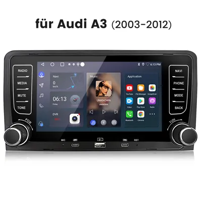 Produktbild von HEXINEX Android Auto Multimedia Navi für Audi A3 (2003-2012) 7 Zoll  2GB+64GB, Android 15, kabellos, GPS, WLAN, Bluetooth