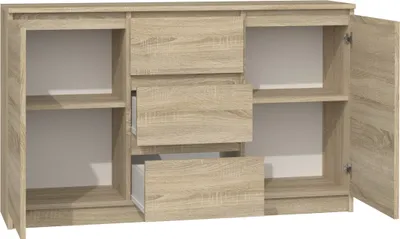 Obrázek produktu pro Topeshop KOMODA 2D3S DĄB SONOMA, Dub, 3 zásuvka/zásuvek, Dřevotřískové desky, Jednobarevný, Moderní, Dřevotřískové desky