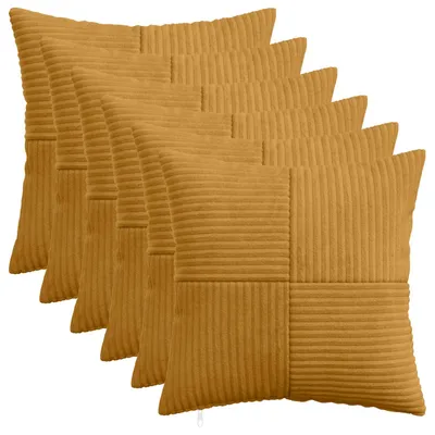 Image de Housses de coussin vidaXL, 6 pièces, modèle ALMELO, jaune, 50 x 50 cm, en corde
