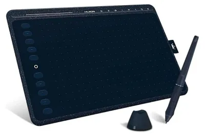 Zdjęcie produktu dla HUION HS611 tablet graficzny 10,2 x 6,36 cala idealny do grafiki cyfrowej, 8 przycisków multimedialnych, 10 przycisków ekspresowych, pasek dotykowy, kompatybilny z Win, Mac, Android w kolorze gwiezdnego błękitu