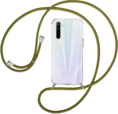 Produktbild von Handykette Backcover-Schutzhülle mit Band (Metall silberfarben) für Realme 6 / 6S - khaki
