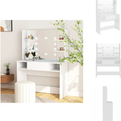 Immagine prodotto di vidaXL Tavolino da toilette con illuminazione a LED 100x40x135 cm MDF Bianco - Tavolini da toilette