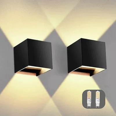 Zdjęcie produktu dla Lampa ścienna LED zewnętrzna wewnętrzna aluminiowa czarna IP65 2 szt.