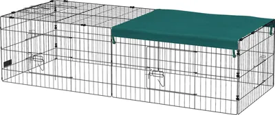 Zdjęcie produktu dla Klatka Dla Małych Zwierząt Kojec Dla Zwierząt Z 5 Drzwiami I Dachem, Zewnętrzna Klatka Dla Królików, Zielona, 185X75X50Cm
