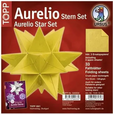 Produktbild von Faltblätter Aurelio Stern Crush paper 120g/qm 15x15cm gelb