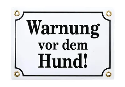 Produktbild von Sosenco - Warnung vor dem Hund Schild – 12x17 cm - Keramik Emaille - Wetterfest – Hundewarnschild – Vorsicht Hund Schild – Emailschild - WEISS