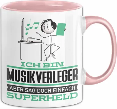 Produktbild von Musikverleger Geschenk Tasse Ich Bin Musikverleger Aber Sag Doch Einfach Superheld Lustige Geschenkdiee für Musikverleger Kaffee-Becher (Rosa)