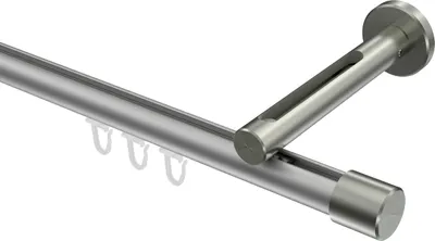 Produktbild von Interdeco Innenlaufstange / Gardinenstange mit Innenlauf Silbergrau / Edelstahl-Optik, Typ Siteno Santo (Kappe), 20 mm Ø 1-läufig, 220 cm