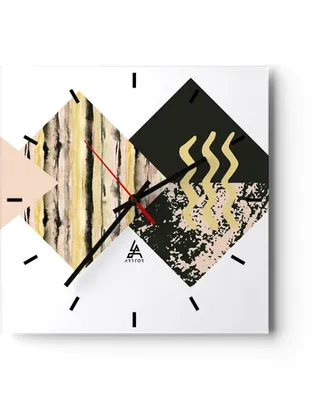 Produktbild von Wanduhr - Quadrat - Glasuhr - Abstraktion Diamant Gürtel - 30x30cm - Schleichendes Uhrwerk - Lautlos - zum Aufhängen bereit - Dekoration Modern - Wanddekoration aus Glas - C3AC30x30-4303